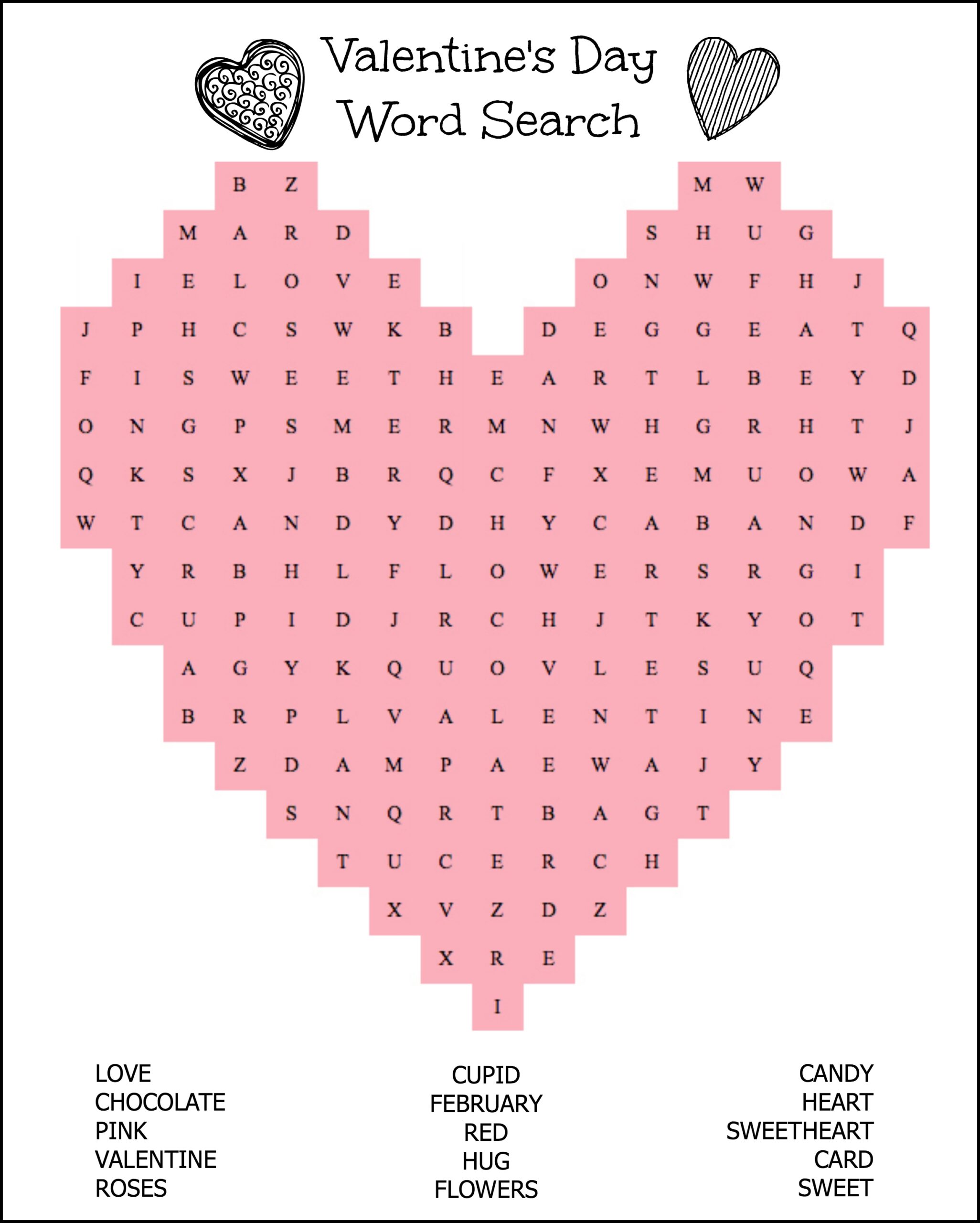 Free Printable Sweetest Day Word Search