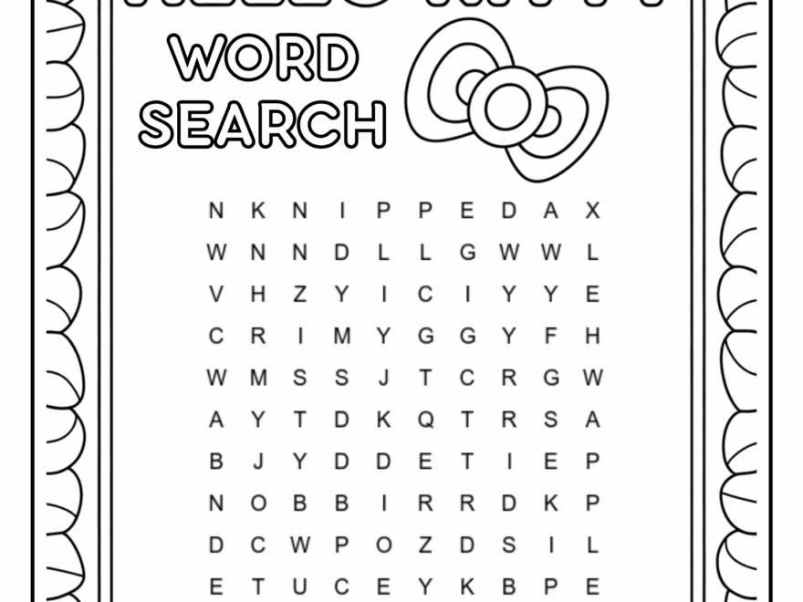 Free Printable Hello Kitty Word Search 2 Free PDF Pages Easy Coloring Pages For Kids