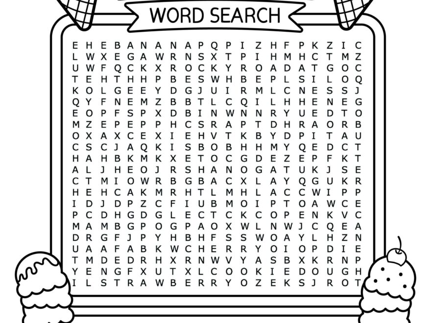 Free Printable Ice Cream Word Search For Kids Cute Coloring Pages For Kids