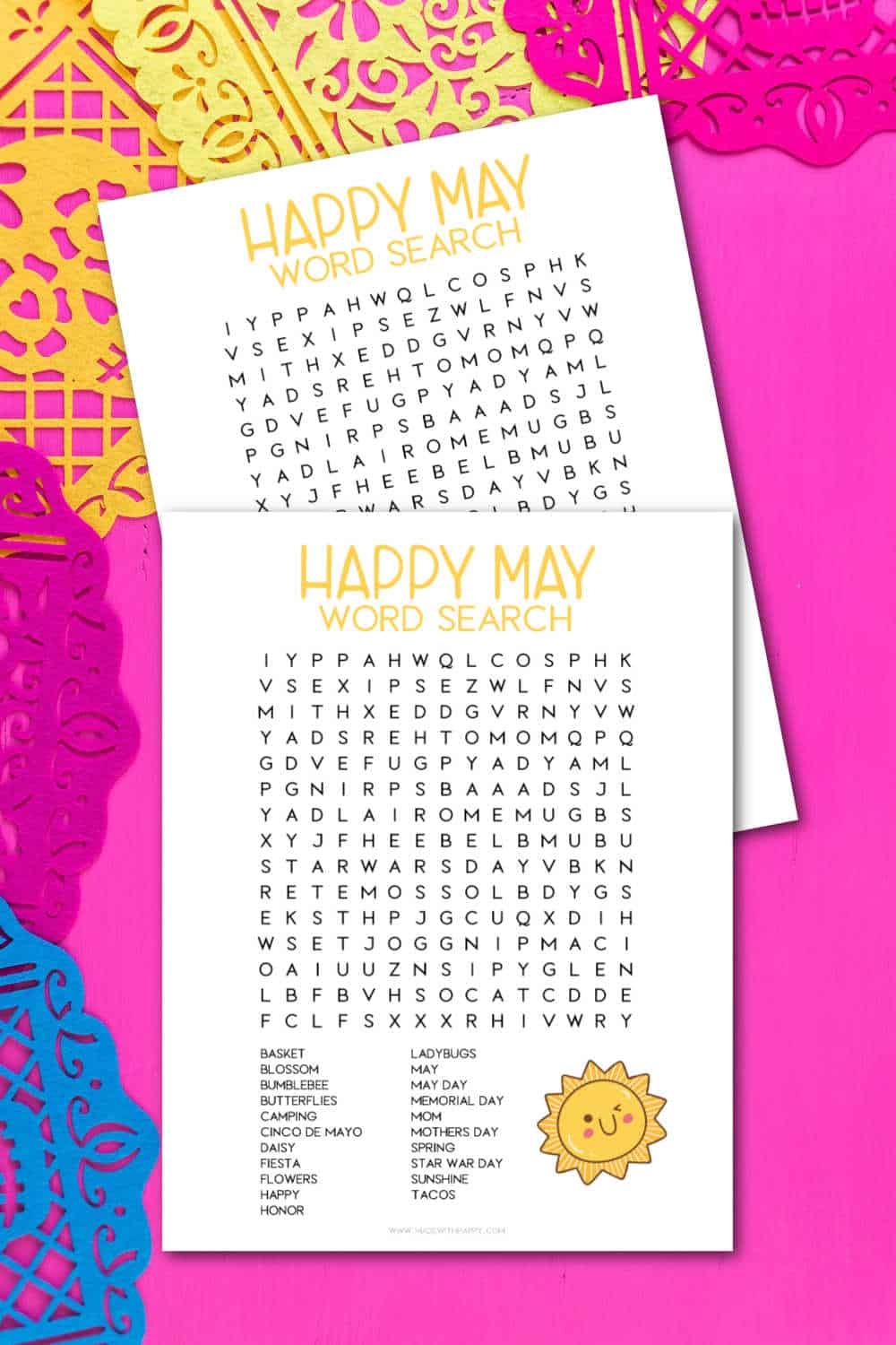 Free Printable May Word Search Puzzle For Kids Made With HAPPY