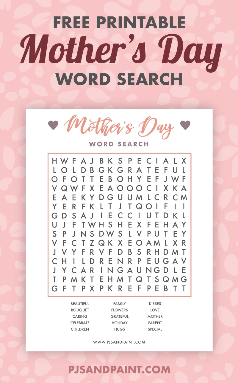 Free Printable Mother s Day Word Search Pjs And Paint