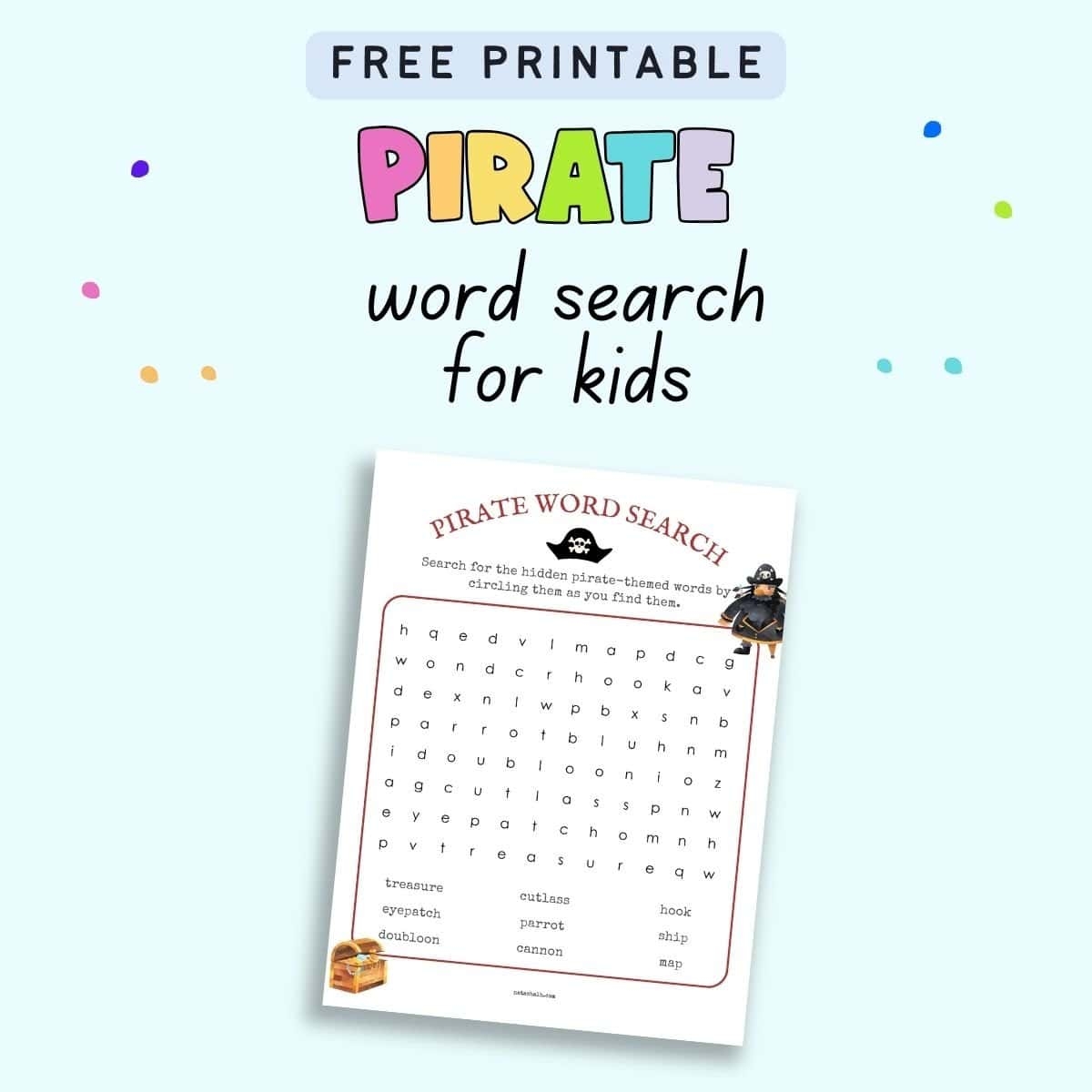 Free Printable Pirate Word Search For Kids The Artisan Life