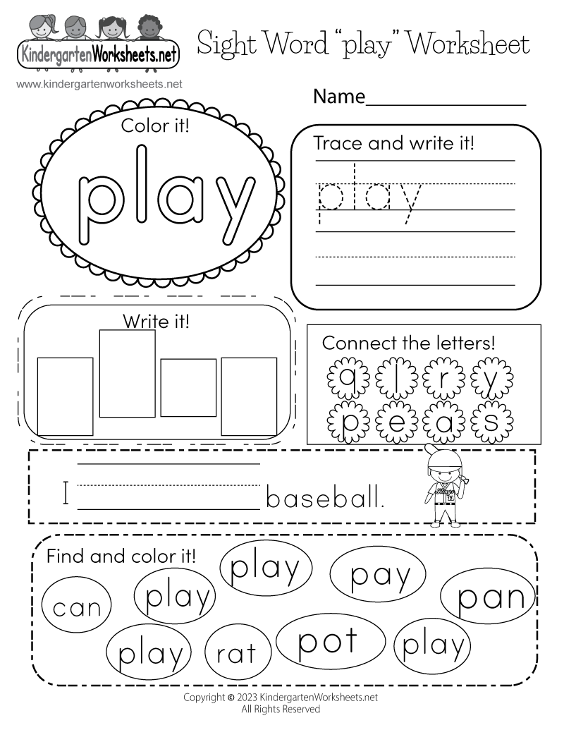 Free Printable Sight Words For Kindergarten Printable Party Favors