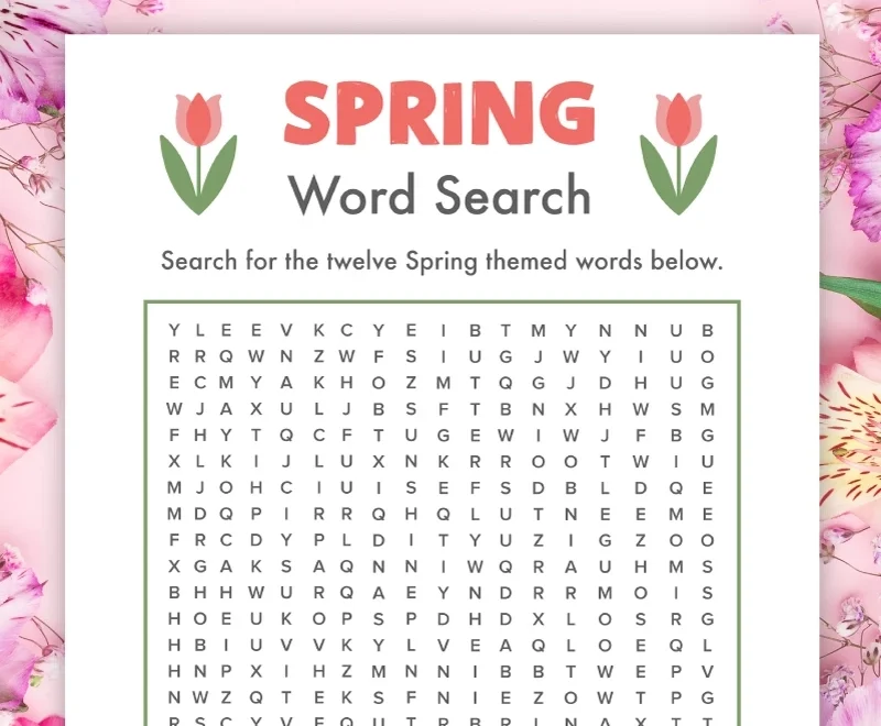 Free Printable Spring Word Search Pjs And Paint