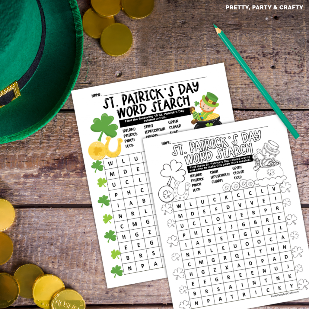 Free Printable St Patrick s Day Word Search Pretty Party Crafty