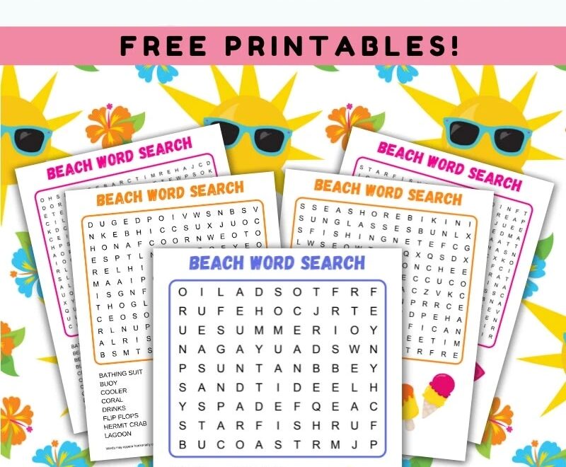 Free Printable Summer Beach Word Search Fun Word Puzzle For Kids