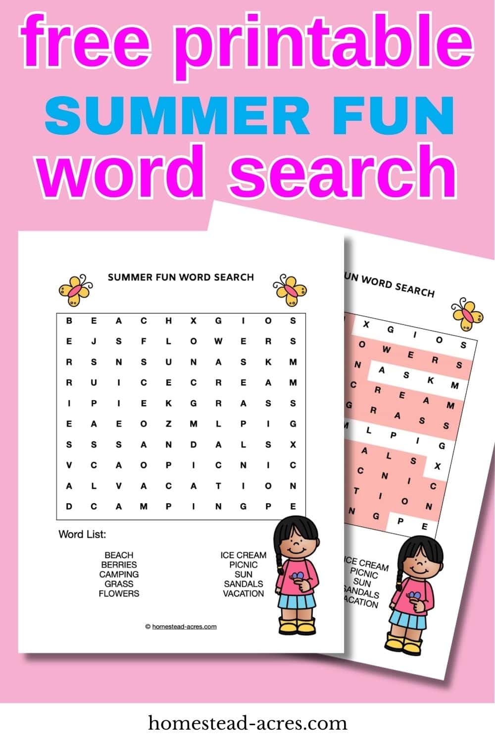Summer Free Printable Word Search