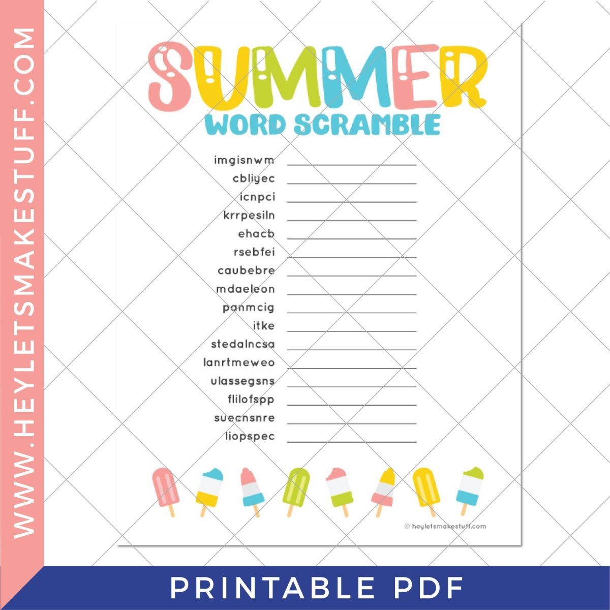 Free Printable Summer Word Scramble 12 More Summer Printables