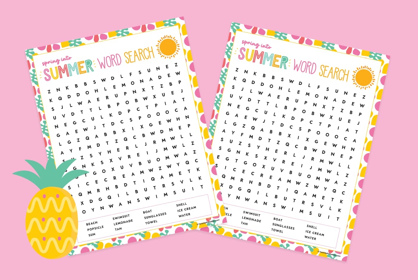 Free Printable Word Searches Summer