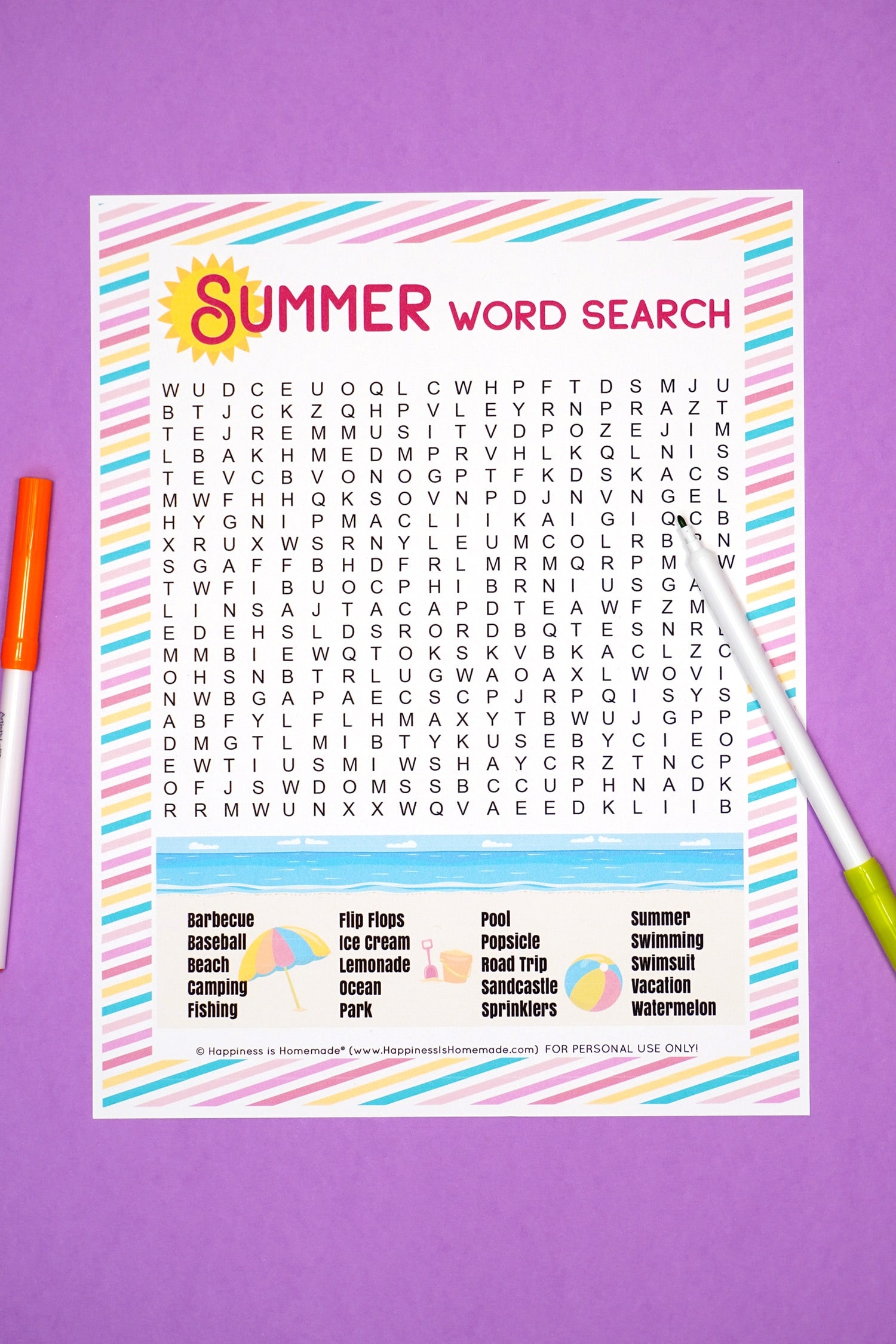 Free Printable Summer Word Search Puzzle Happiness Is Homemade