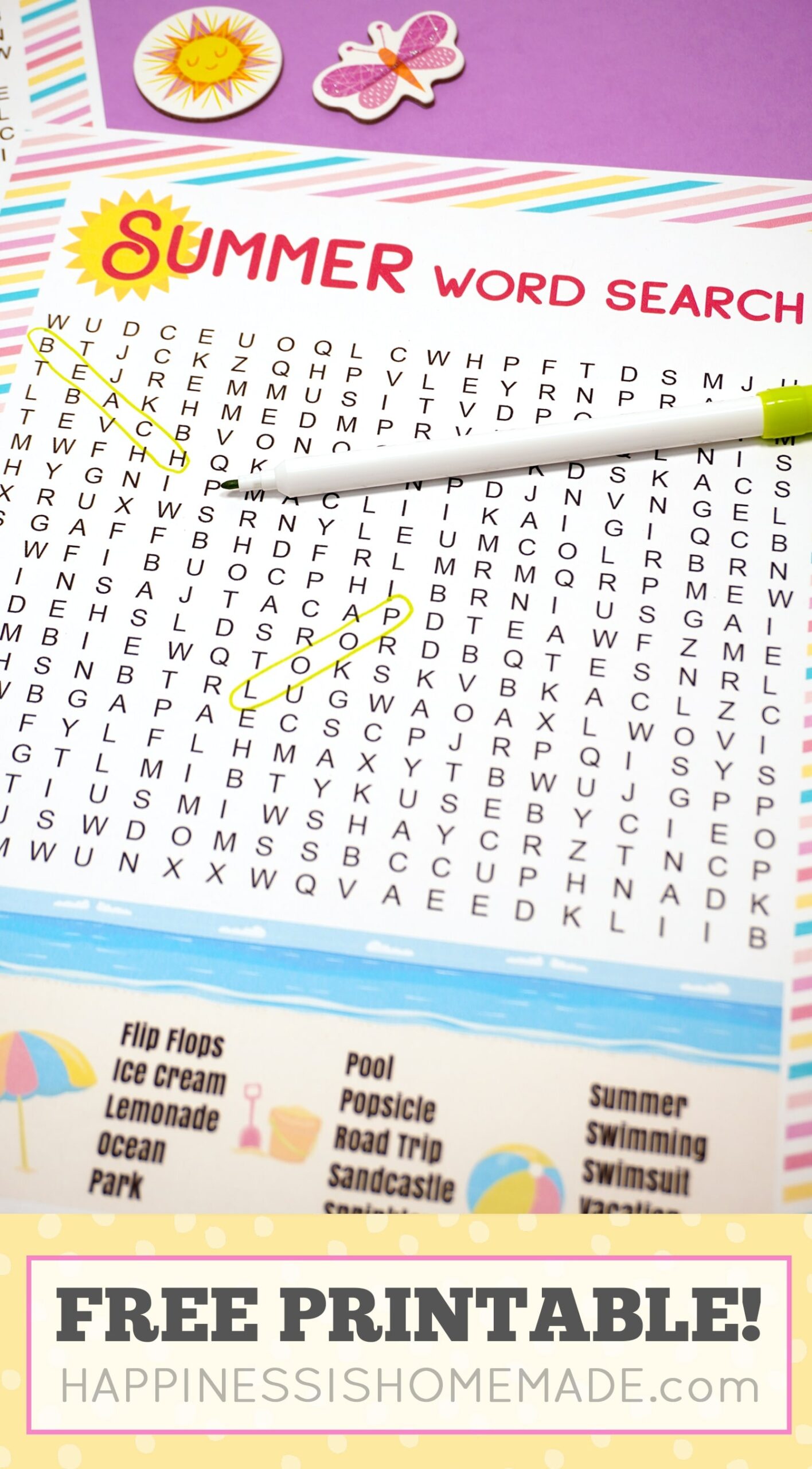 Free Printable Summer Word Search Puzzle Happiness Is Homemade