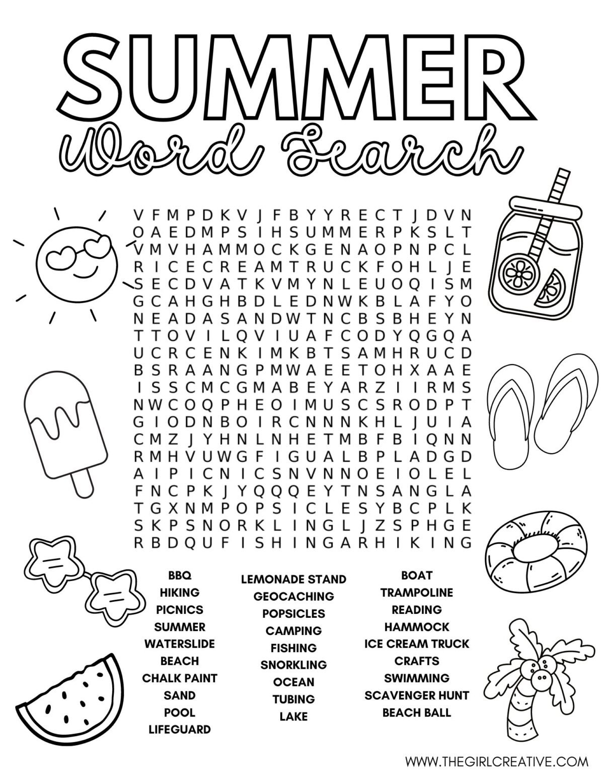 Free Printable Summer Word Search The Perfect Screen Time Break The Girl Creative