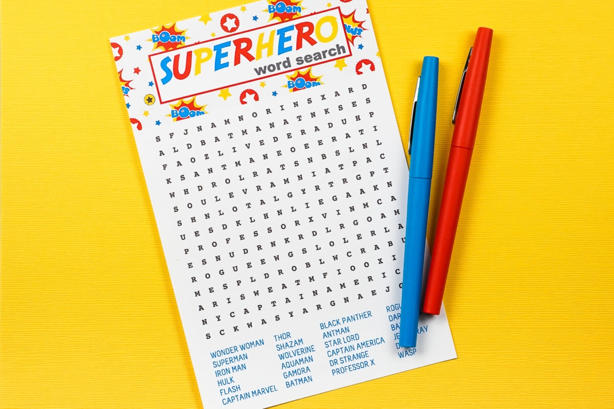 free printable superhero word search hey let s make stuff