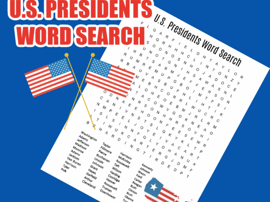 FREE Printable US Presidents Word Search Jinxy Kids