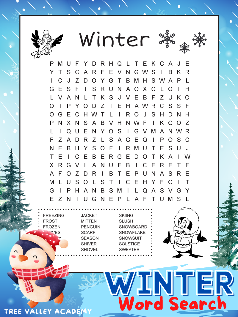 Free Printable Winter Word Search For Kids Worksheets Library