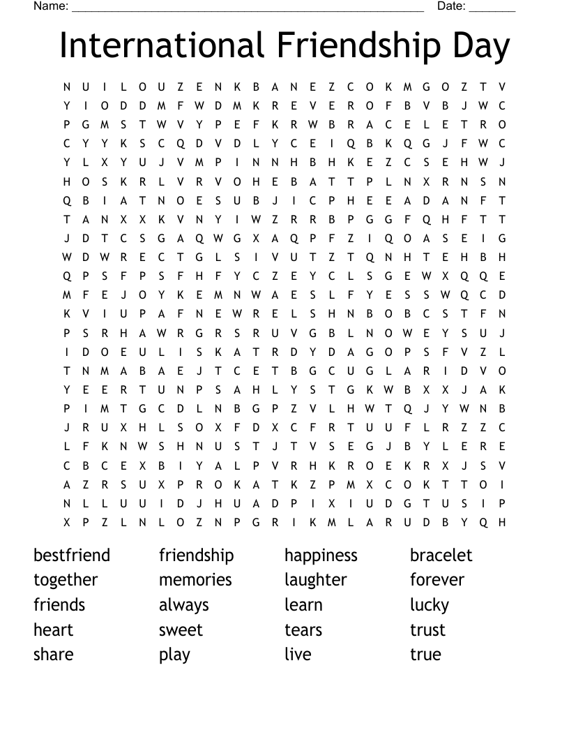 Free Printable Word Search About Friendship Download Free Printable Word Search About Friendship Png Images Free Worksheets On Clipart Library