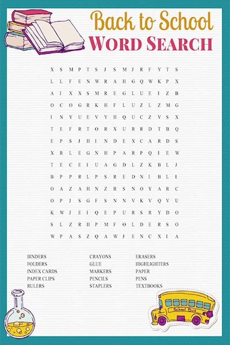Free Printable Word Search Back To School Inspired Fun 
