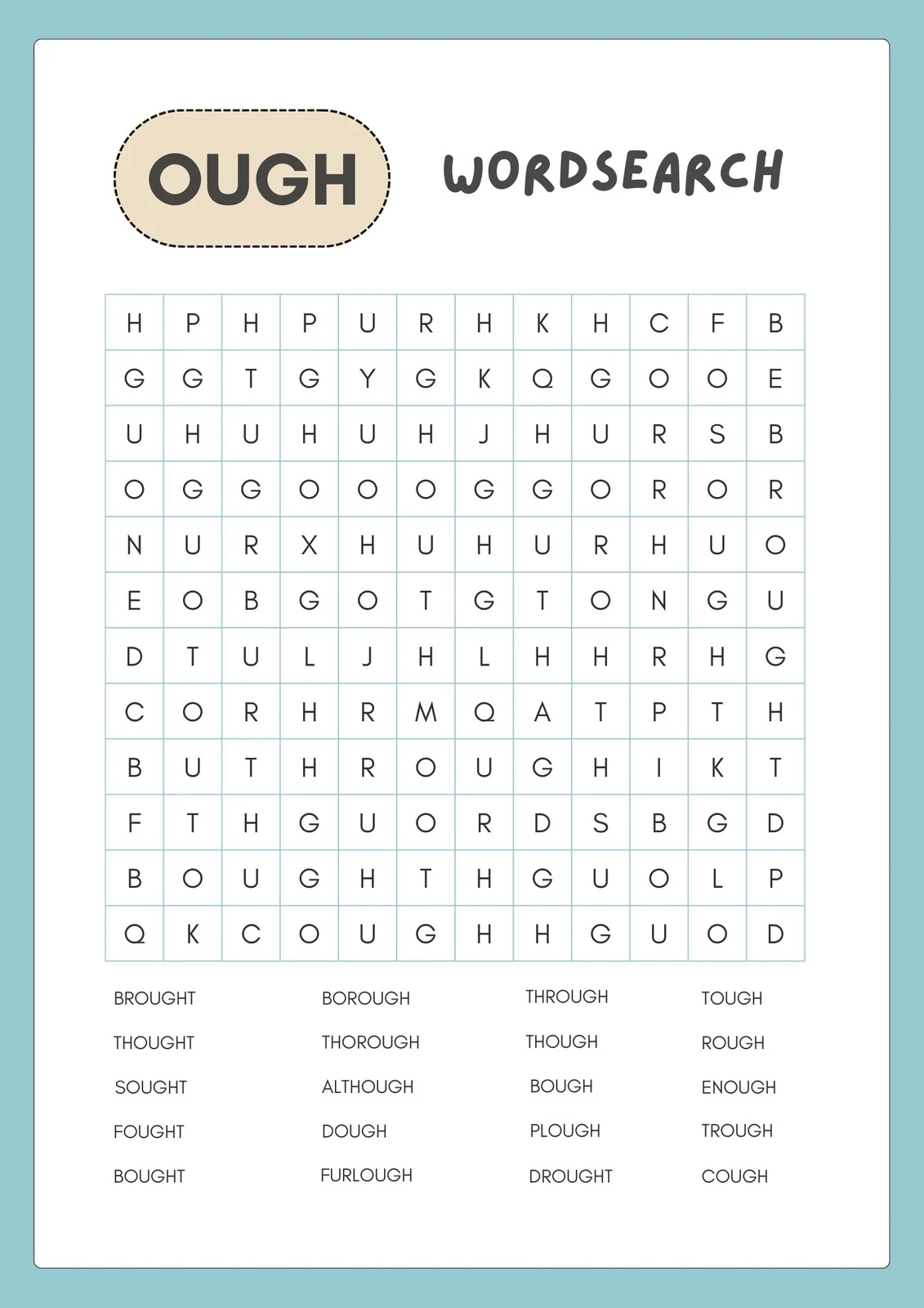 Cute Adult Free Word Search Printable With List