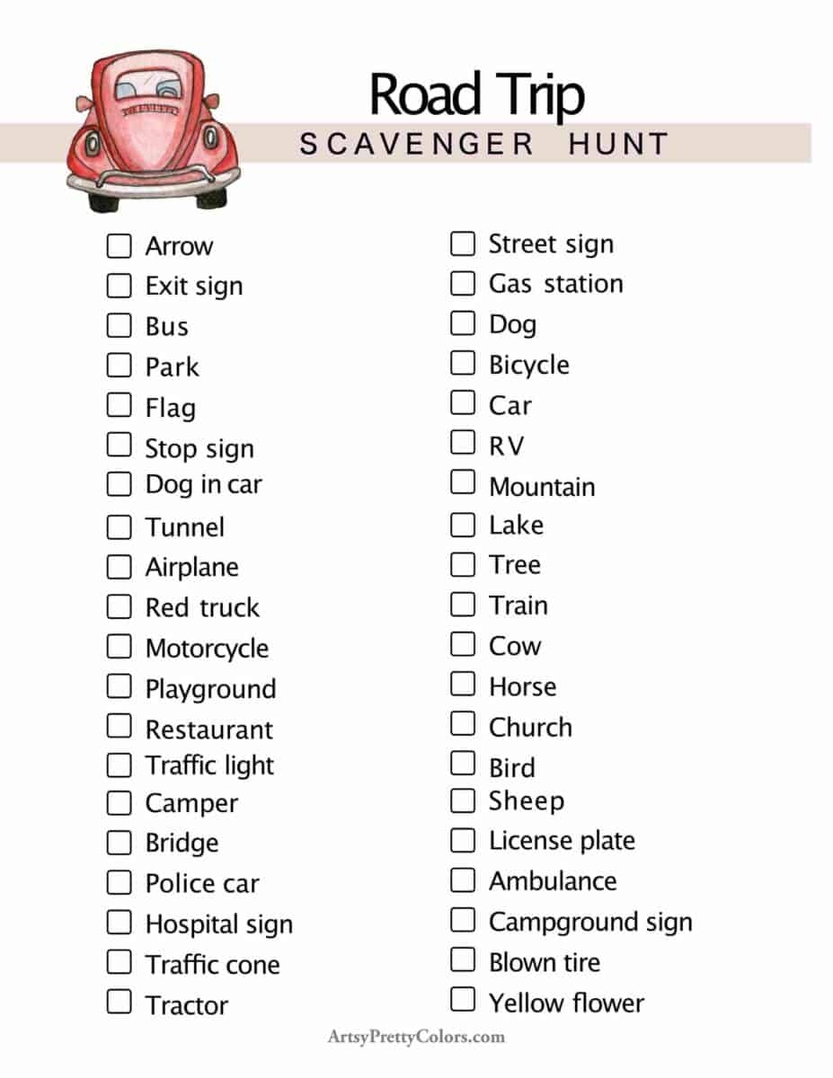 Road Trip Word Search Printable Hard