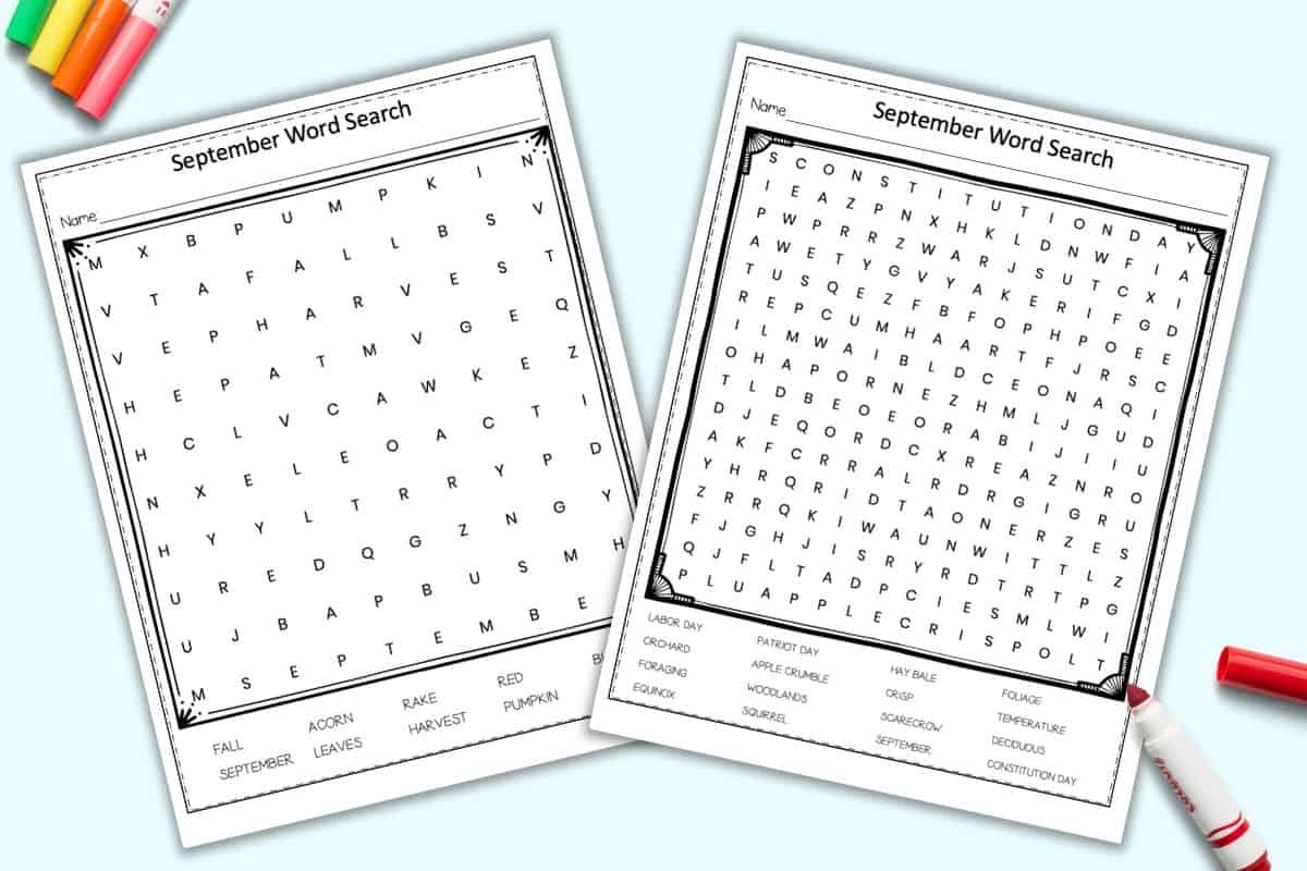 Free September Word Search Printable For Kids The Artisan Life