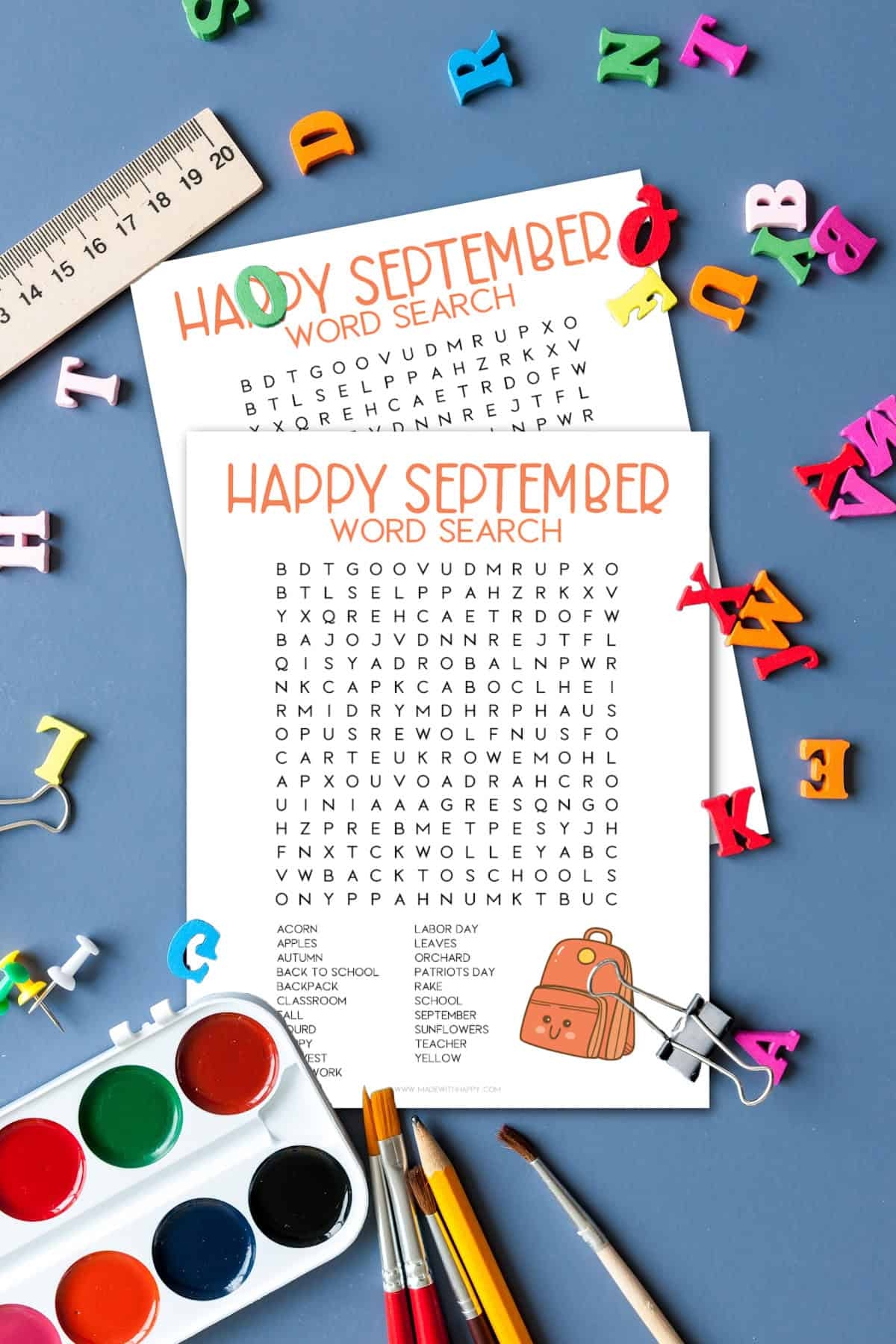 FREE September Word Search Puzzle Printable Made With HAPPY FREE September Word Search Puzzle Printable Made With HAPPY