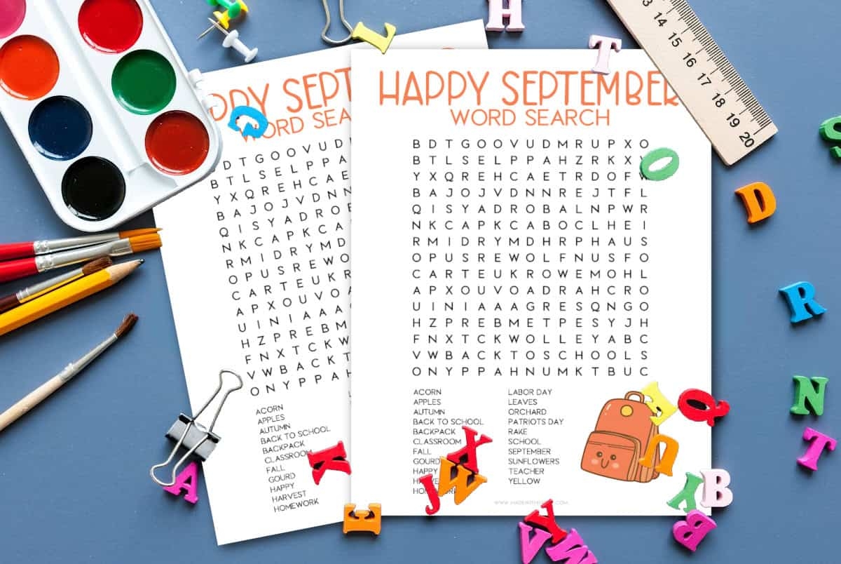 Free Printable September Word Search
