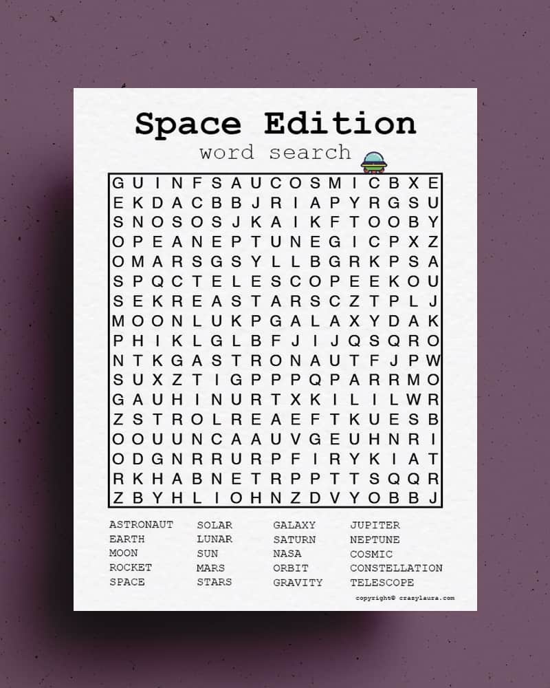 Free Space Word Search Printable Game Sheets Crazy Laura