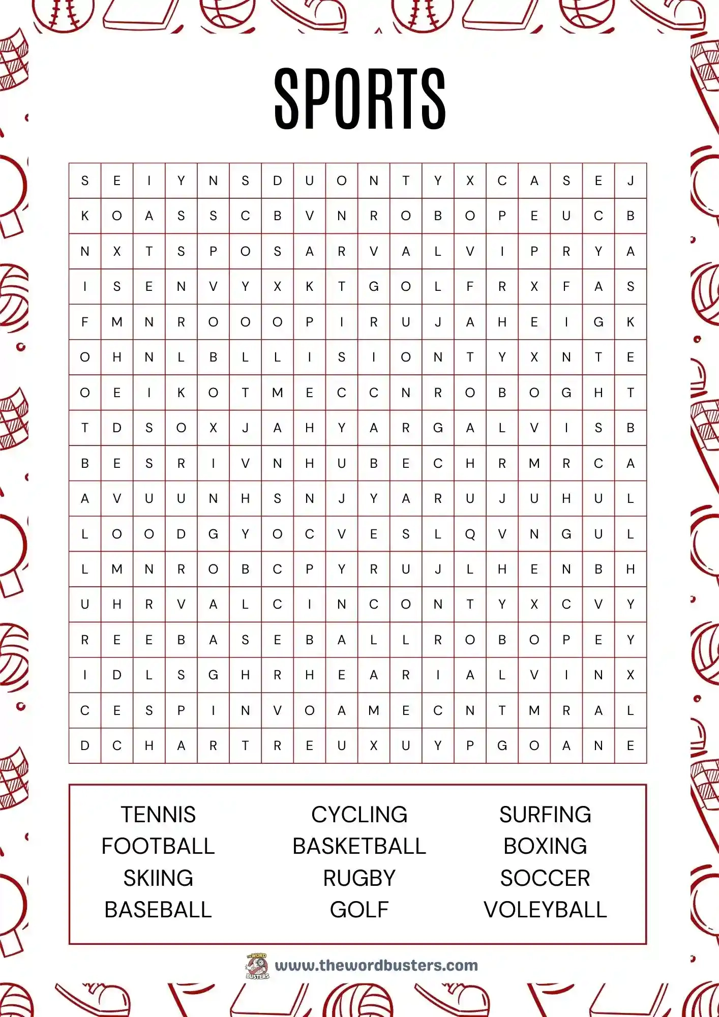 Free Sport Word Search Printables To Download In PDF