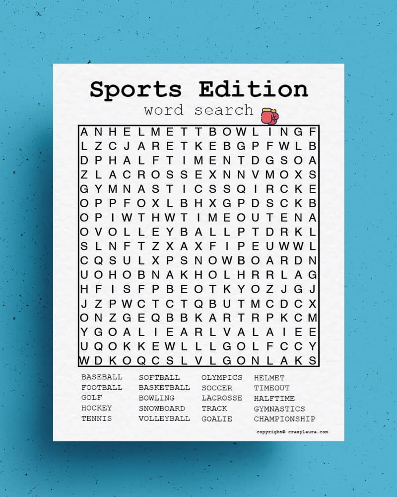 Free Sports Word Search Printable Games To Print Crazy Laura