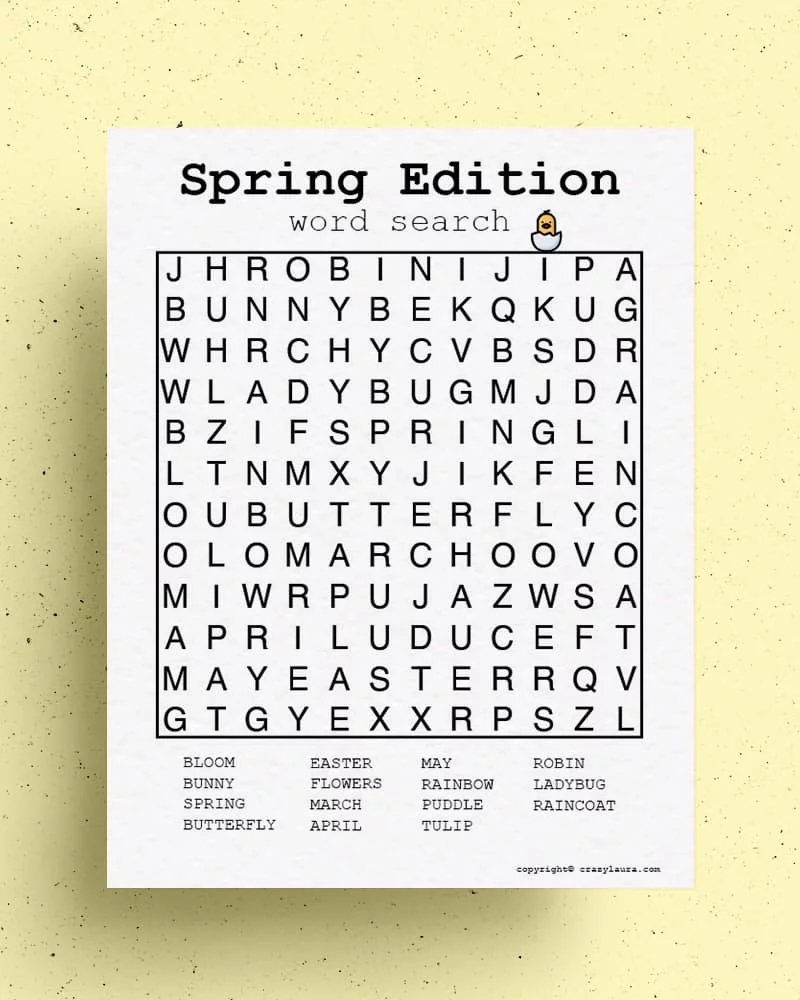 Free Printable Spring Word Searches