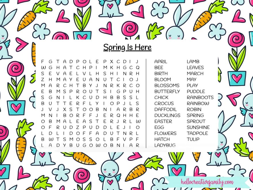 Free Spring Word Search Printable Hello Creative Family