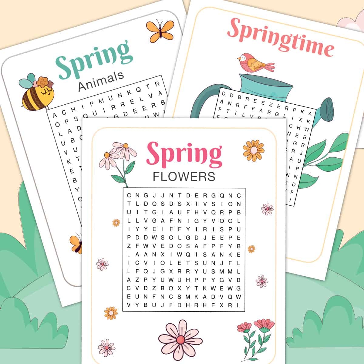 Free Spring Word Search Puzzles Printable PDFS Artsy Pretty Colors
