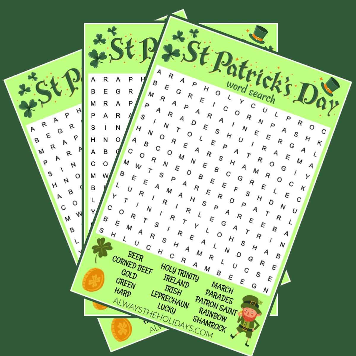 Free St Patrick s Day Word Search Printable Answers Included