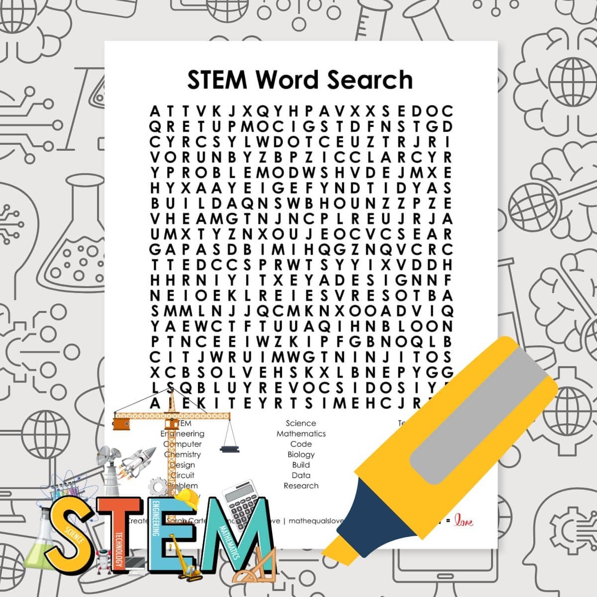 Free STEM Word Search Puzzle PDF 