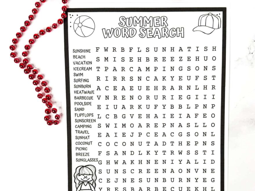 Free Summer Word Search Printable For Kids