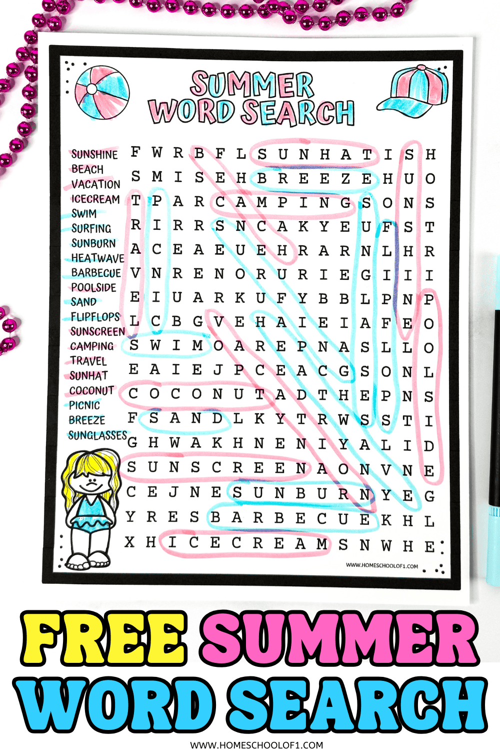 Free Summer Word Search Printable For Kids