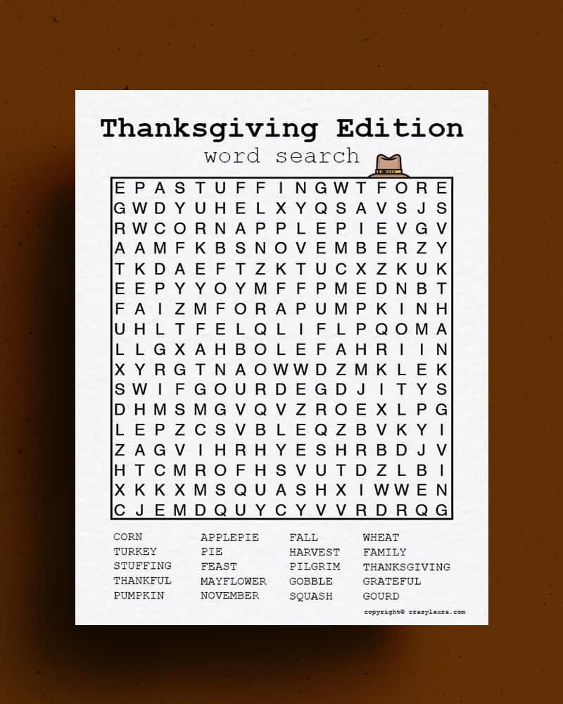 Free Thanksgiving Word Search Printable Game Sheets Crazy Laura Free Thanksgiving Word Search Printable Game Sheets Crazy Laura