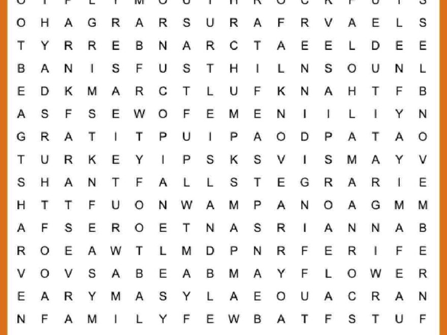 Free Thanksgiving Word Search Printable With Answers Included