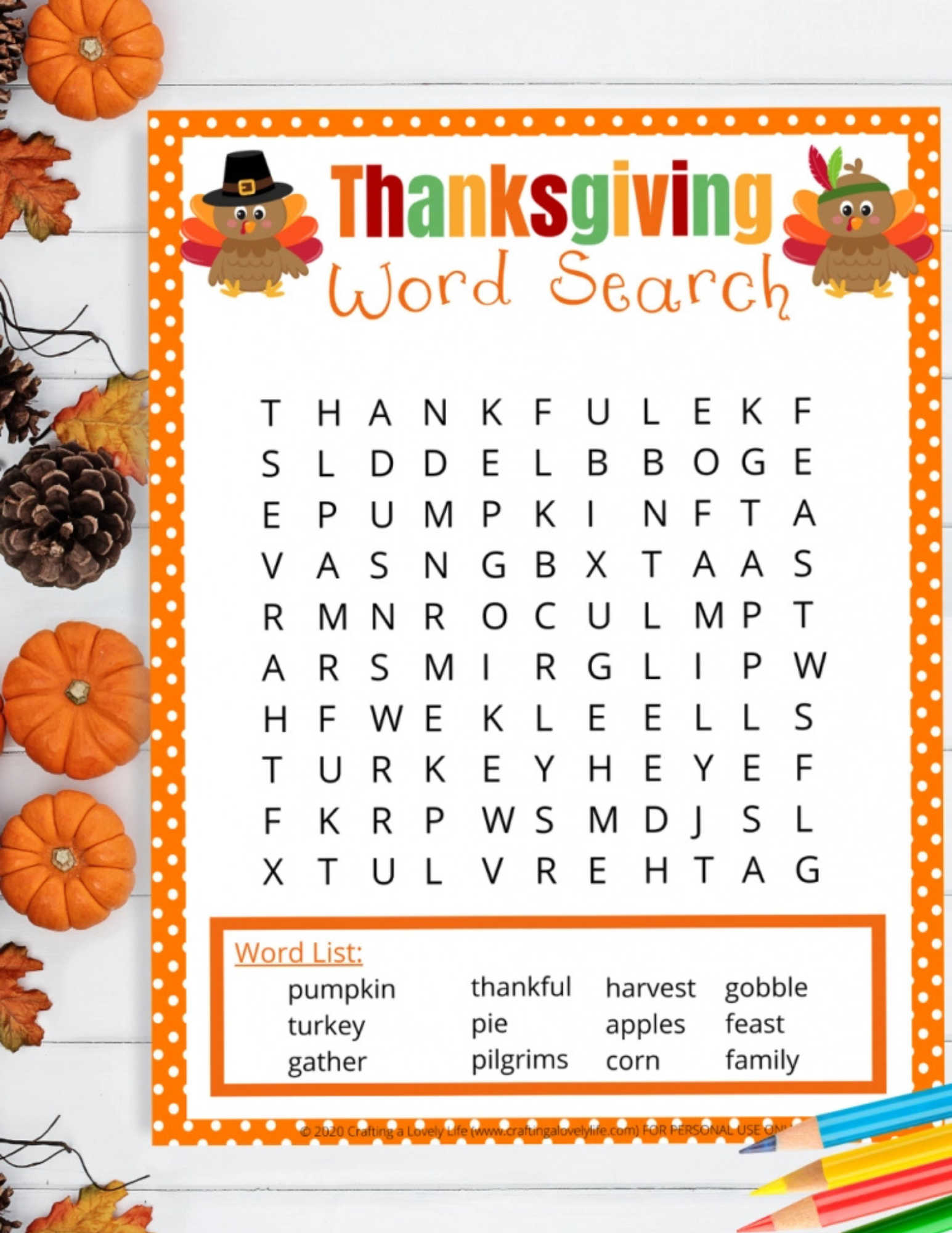 Free Thanksgiving Word Search Printable 