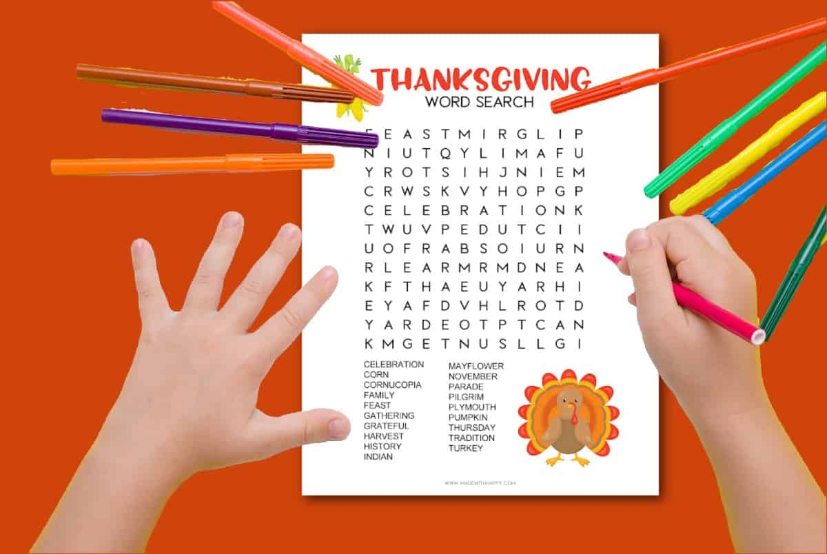Free Thanksgiving Word Search Puzzle Printable Made With HAPPY Free Thanksgiving Word Search Puzzle Printable Made With HAPPY