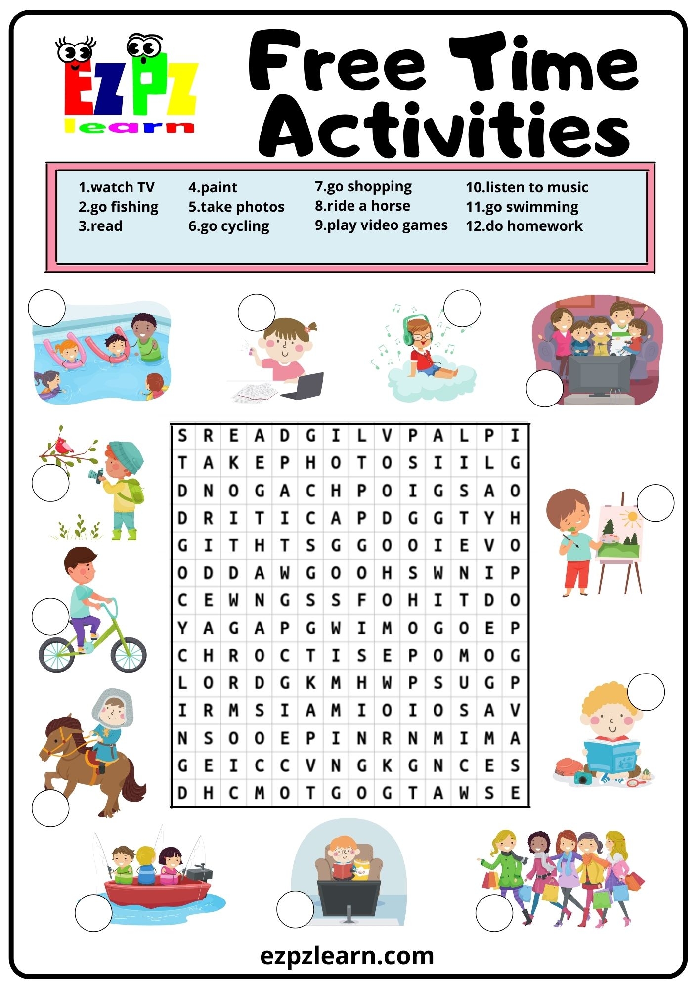 Swimming Word Search Easy Printable For Kids