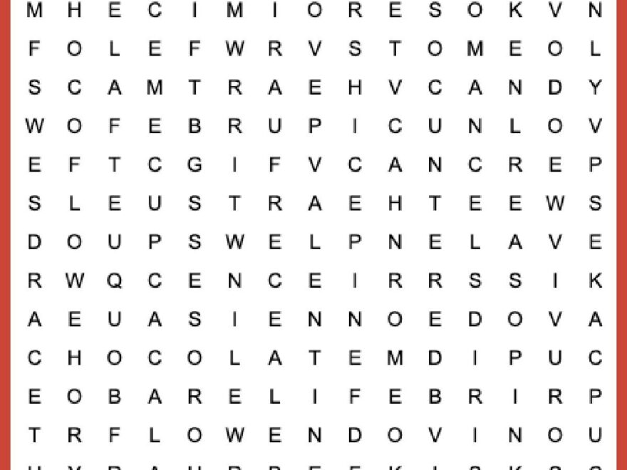 Free Valentine s Day Word Search Printable Answer Key Included