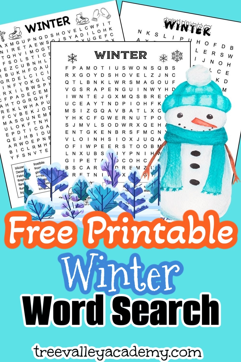 Easy Winter Word Search Printable