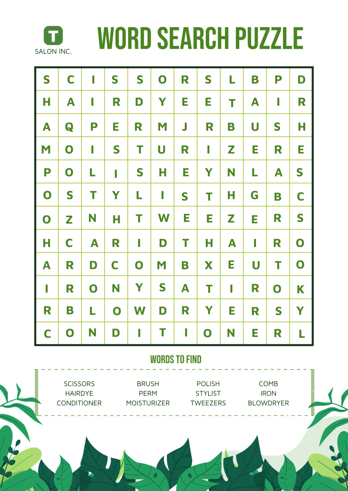 Free Word Search Puzzle Template To Edit Online