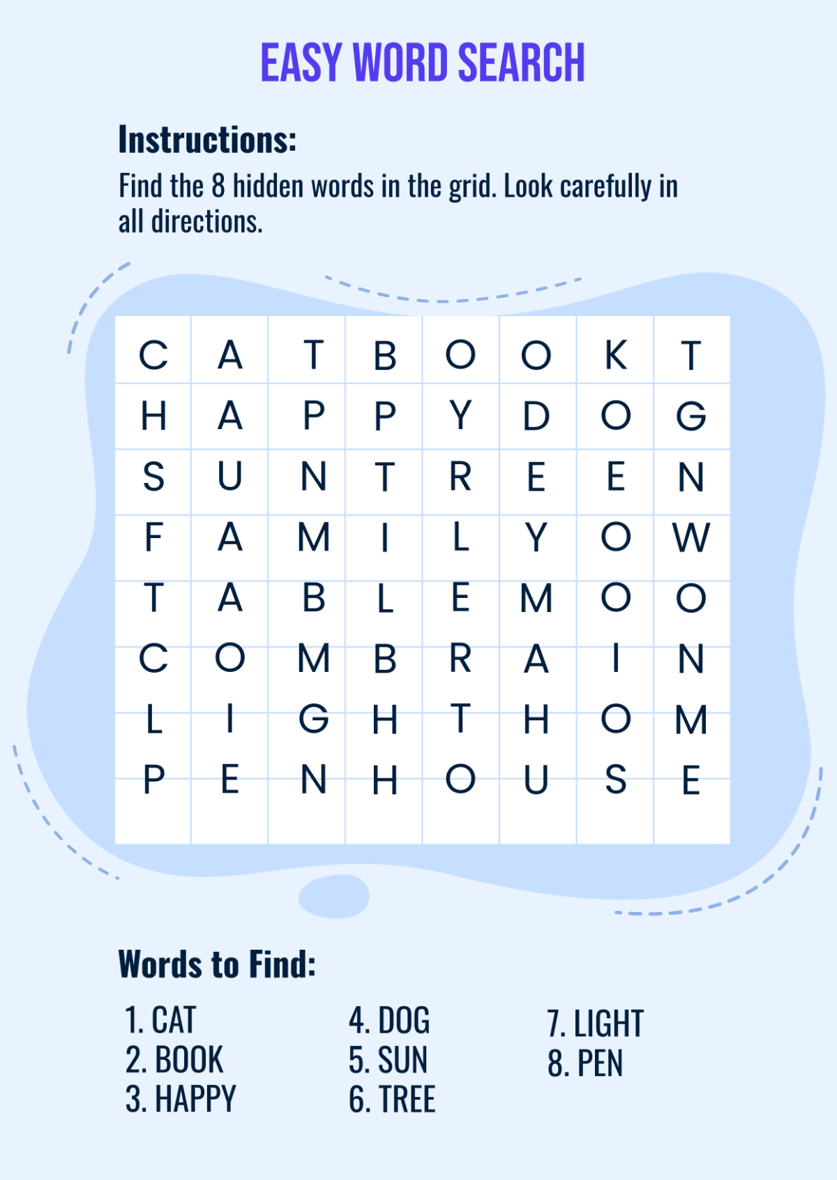 Word Search Template Printable