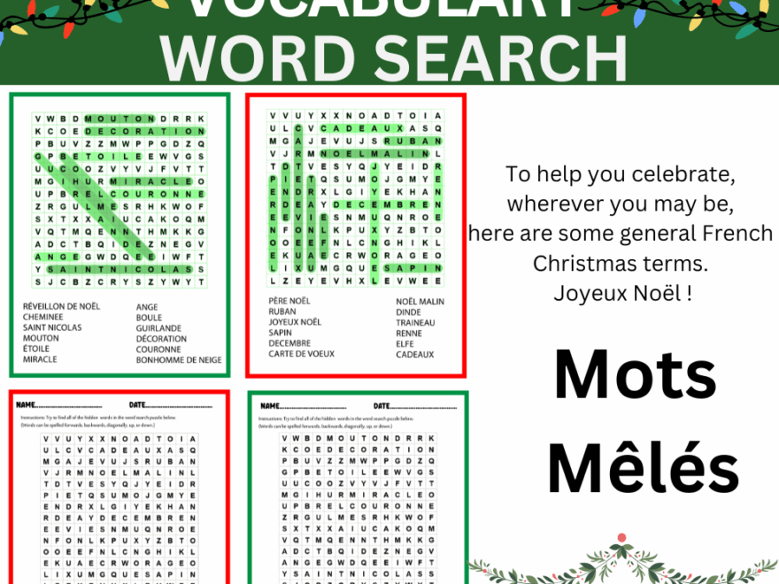 French Christmas Word Search Mots Cach s Fran ais Sur No l Made By Teachers