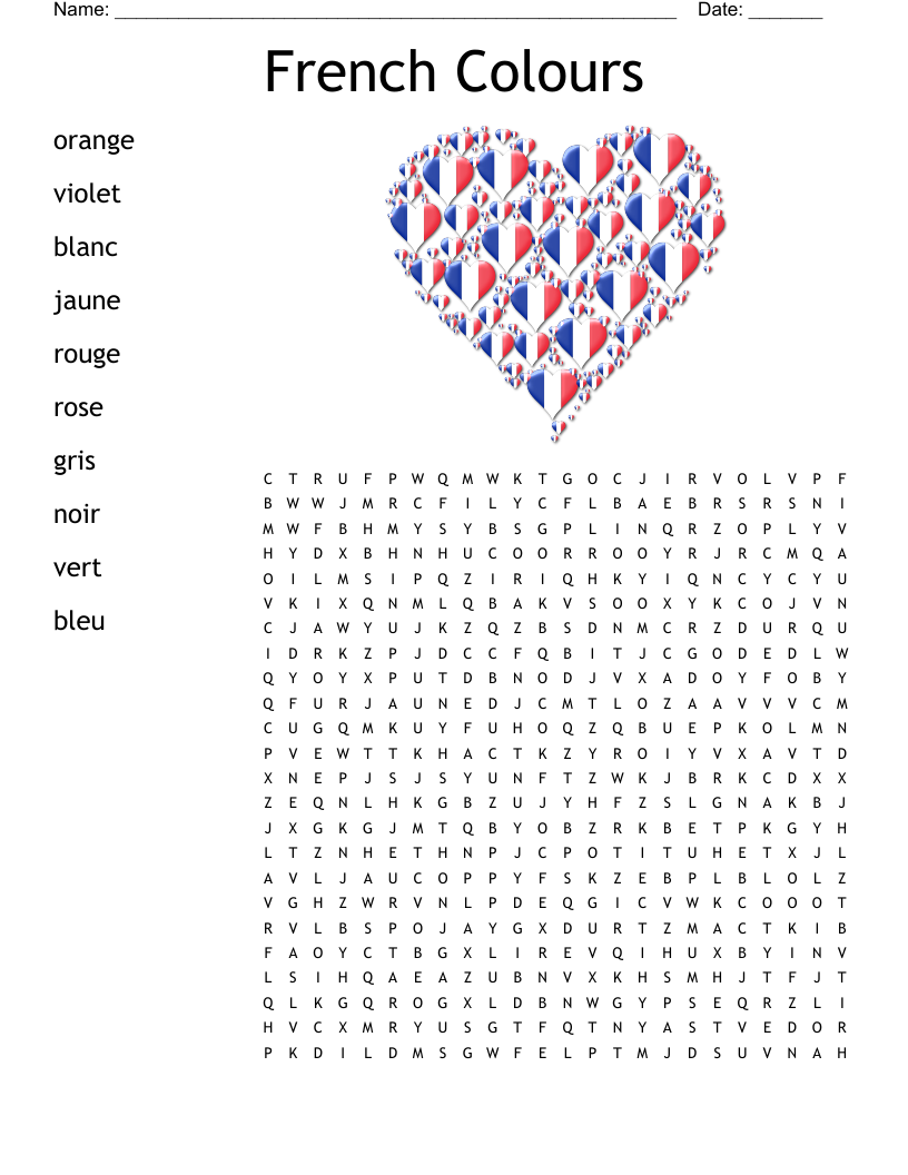 France Word Search Printable