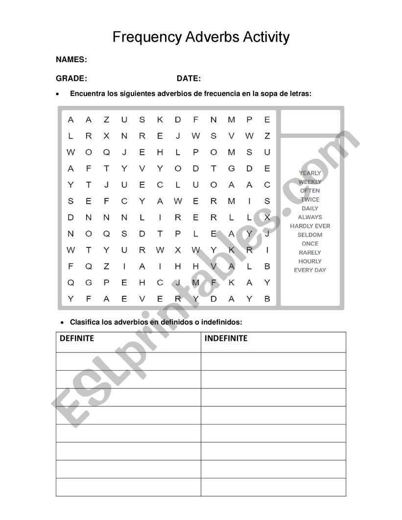 Frequency Adverbs Word Search ESL Worksheet By 1067927335 Frequency Adverbs Word Search ESL Worksheet By 1067927335