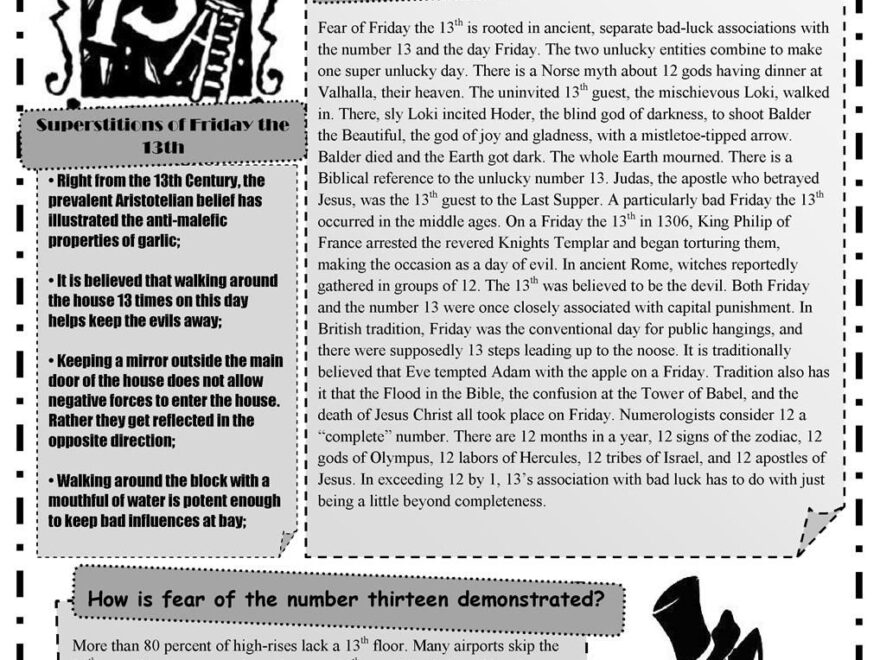Friday The 13th Classroom Activities