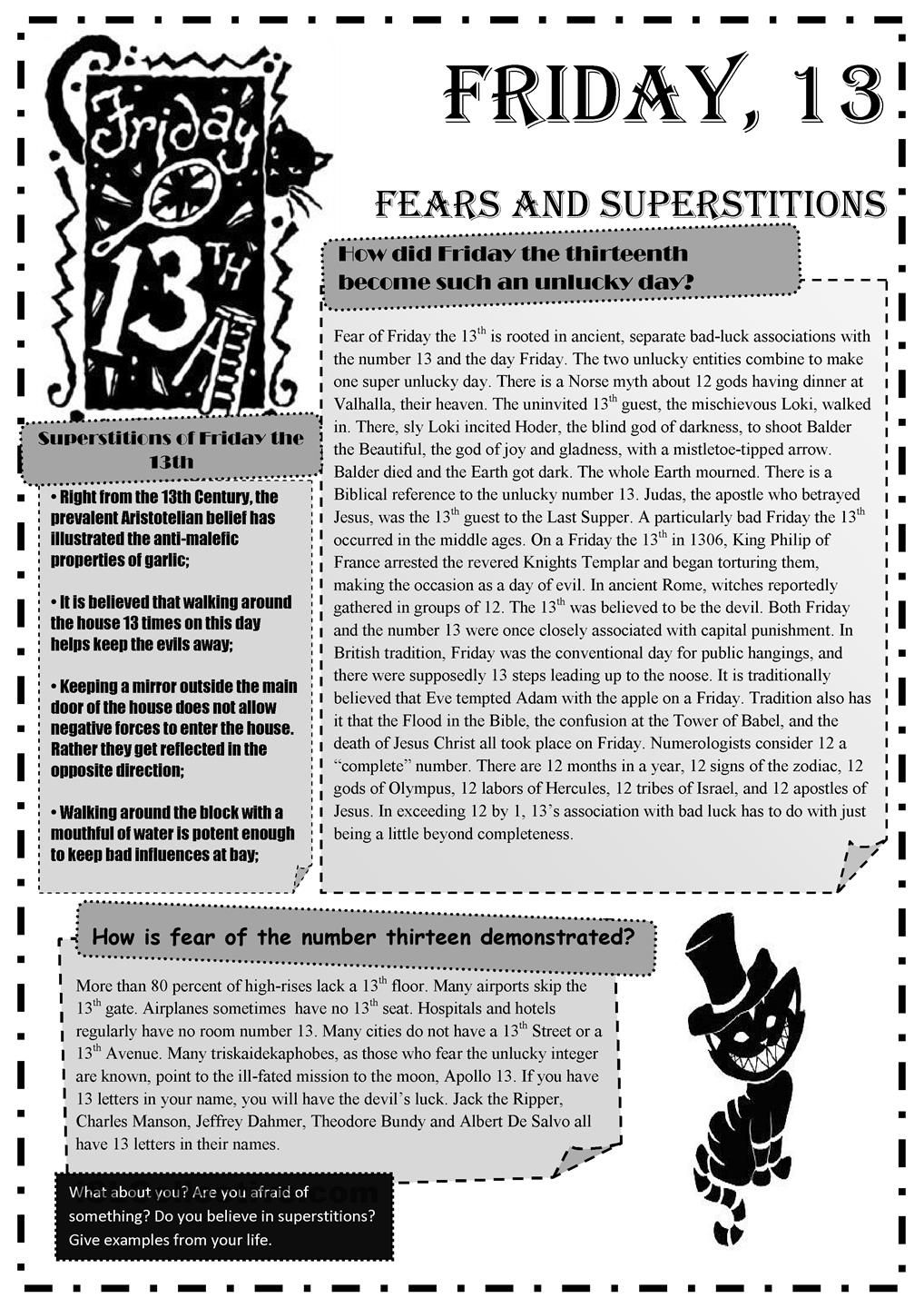Friday The 13th Classroom Activities